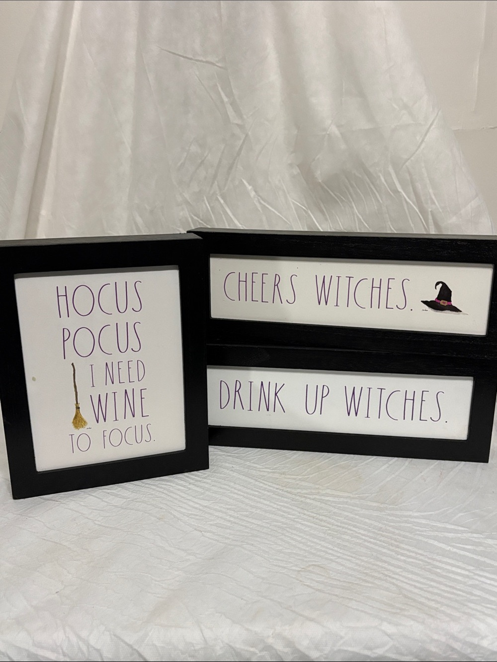 Rae Dunn Halloween Themed Plaque Set of 3